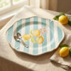 Citrus serving tray with light blue stripes
