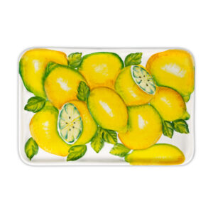 Ceramic tray decorated with embossed lemons